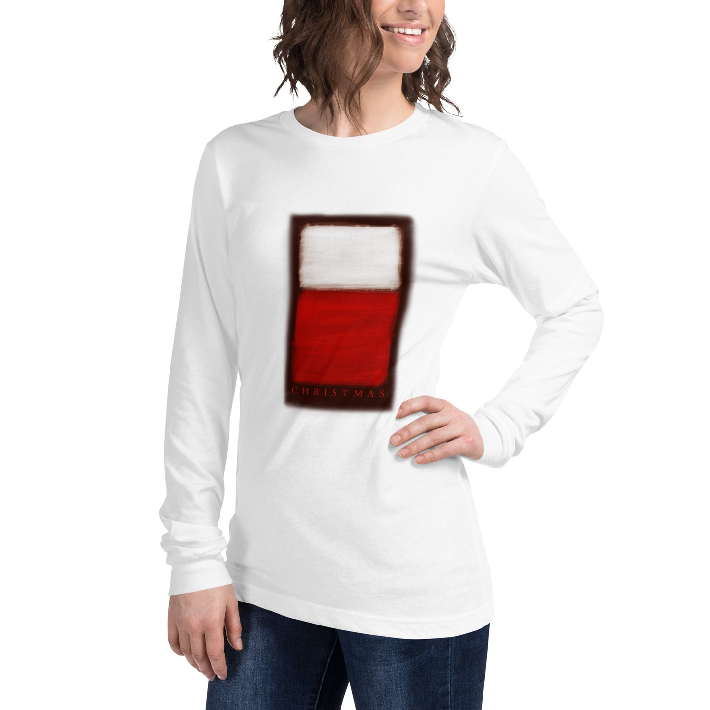 Adult Unisex Christmas with Color Blocking Design Long Sleeve Tee